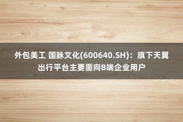 外包美工 国脉文化(600640.SH)：旗下天翼出行平台主要面向B端企业用户